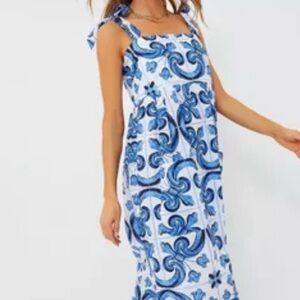 NWT! TUCKERNUCK Capri Blue Majolica Tile Tilly Caftan Maxi Dress. XXL